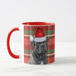 Taza Cane Corso Dog Lover Red Holiday Plaid Navidades
