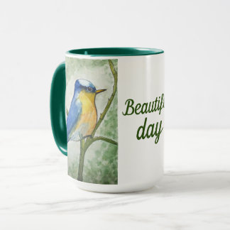 Taza Caneca com ilustração pássaro hermoso día