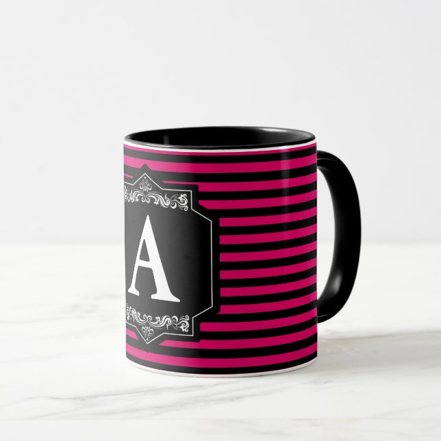Taza Caneca Combo 325 ml Listras Pink Monograma (Anverso derecho)