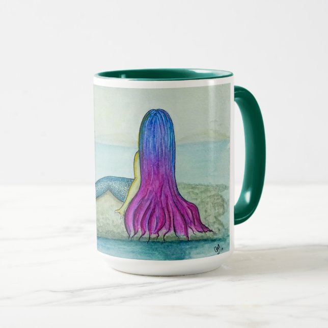 Taza Caneca ilustração sereia pintada à mão (Anverso derecho)