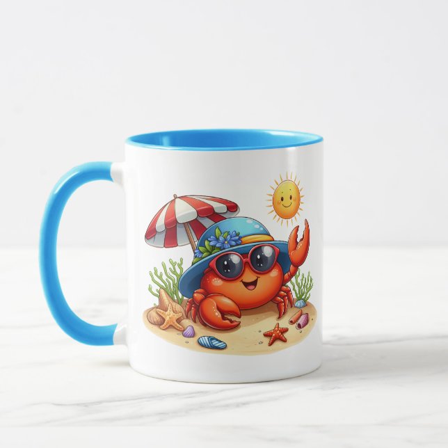 Taza Cangrejo de la casa de la playa más monograma (Izquierda)