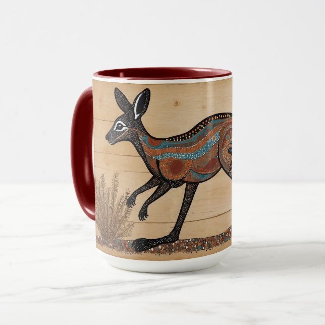Taza Canguro de temática aborigen australiana (Anverso izquierdo)