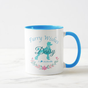 Taza Caniche Azul Pastel Refinado Regalo de Navidad P
