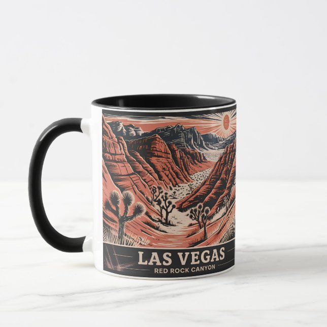 Taza Cañón de Rock Rojo Las Vegas Viaje Retro Vintage W (Izquierda)