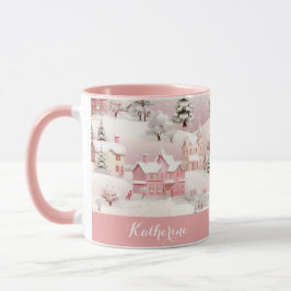 Taza Cansancio de Navidades de la aldea rosa de inviern