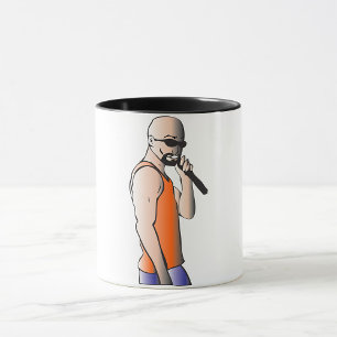 Taza Cantante de hombre calvo y hip hop de Guay con mic