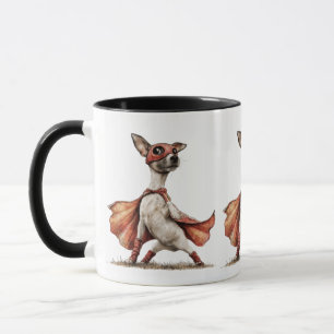 Taza Capa y máscara de perro Jack Russell superhéroe li