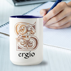 Taza Capital medieval decorativa botánica S