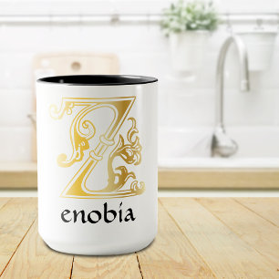 Taza Capital medieval decorativa botánica Z