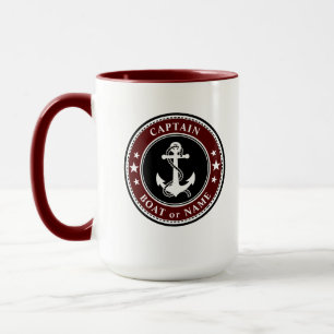 Taza Capitán Ancla Náutico Barco o Nombre grande 2 la
