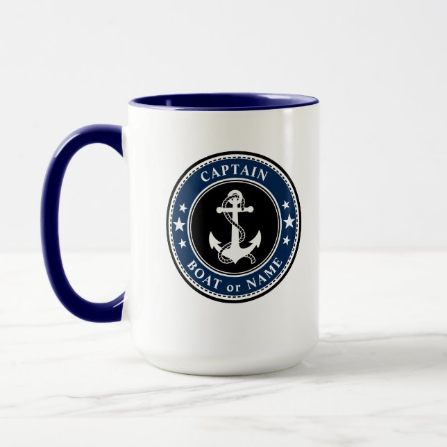 Taza Capitán de Ancla Náutica Barco o Nombre Grande 2 L (Izquierda)