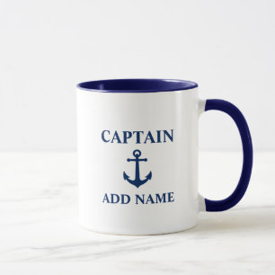 Taza Capitán de Ancla Náutica Vintage o Armada de Nombr