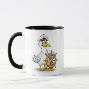 Taza Capitán de barco de cómic de gaviota