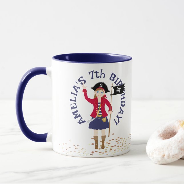 Taza Capitán de la Fiesta de Cumpleaños del Barco Pirat (Con donut)