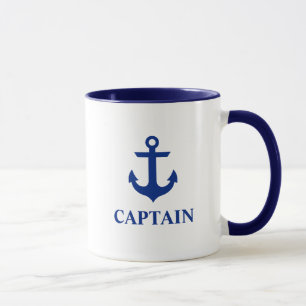 Taza Capitán náutico Anchor Azul y Blanco