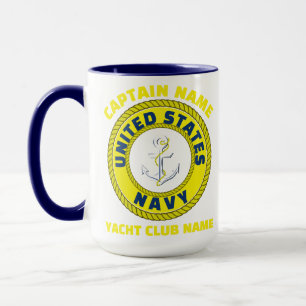 Taza Capitán náutico del Ancla azul marino navegando en