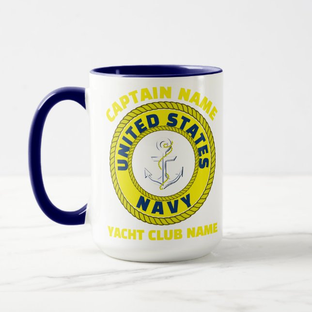 Taza Capitán náutico del Ancla azul marino navegando en (Izquierda)
