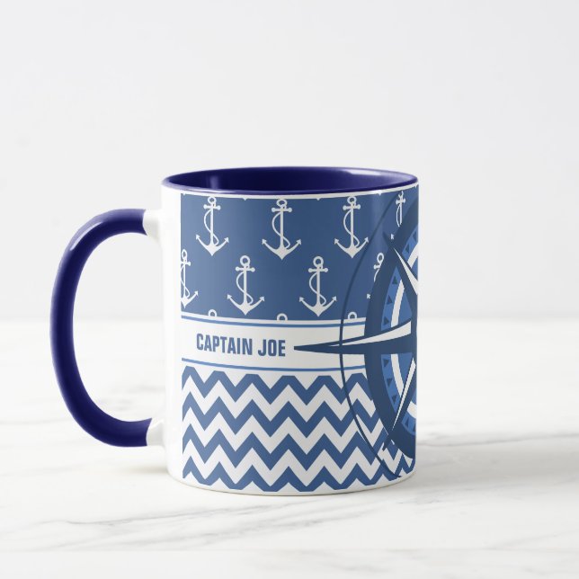 Taza Capitanes azules y blancos náuticos del (Izquierda)