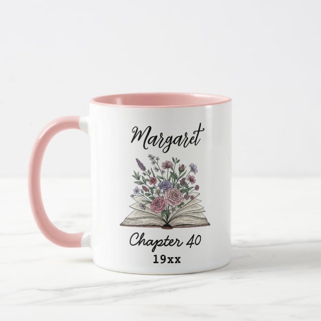 Taza Capítulo 40 Libro Floral - Regalo de Cumpleaños Pe (Izquierda)