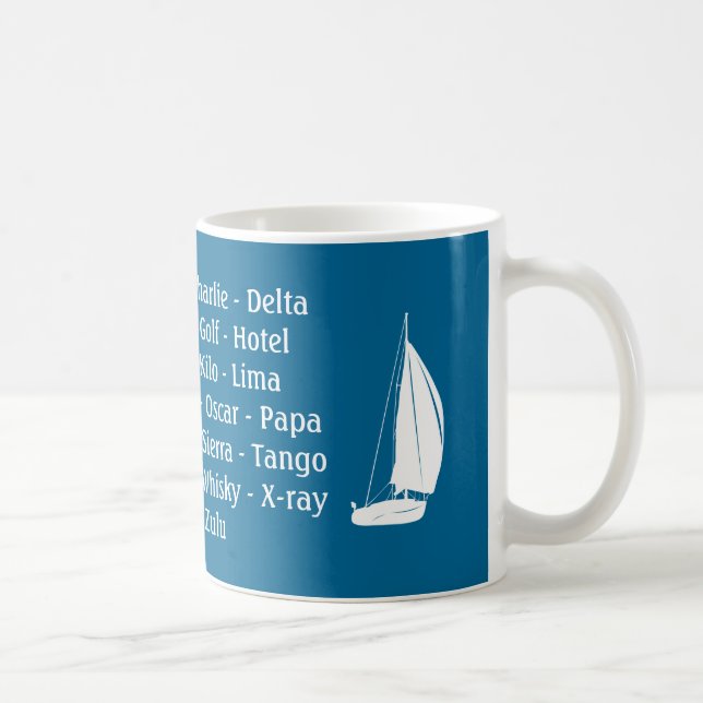 Taza Capítulos Mug Fonetic Alphabet Ship Vela En Barco (Derecha)