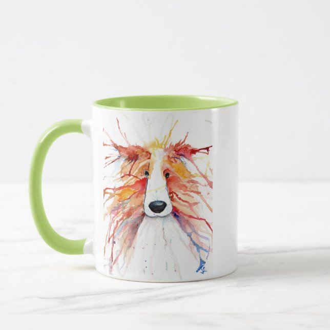 Taza caprichosa de collie áspero rojo (Izquierda)