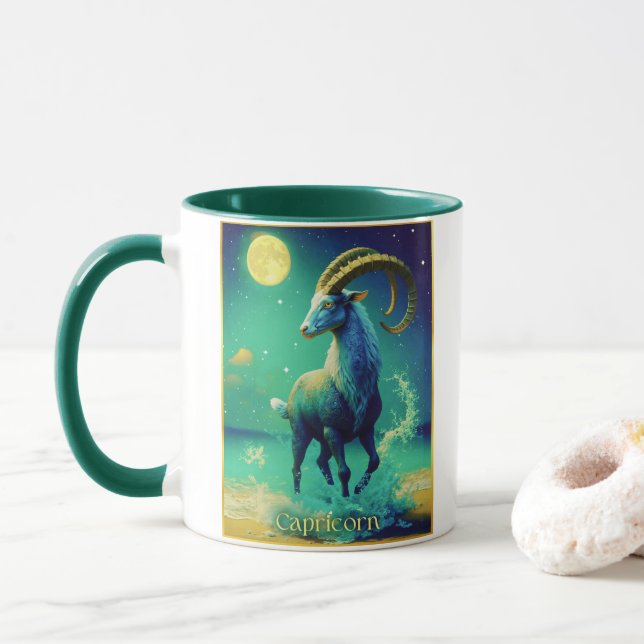 Taza Capricorn the Sea Goat Zodiac Sign (Con donut)