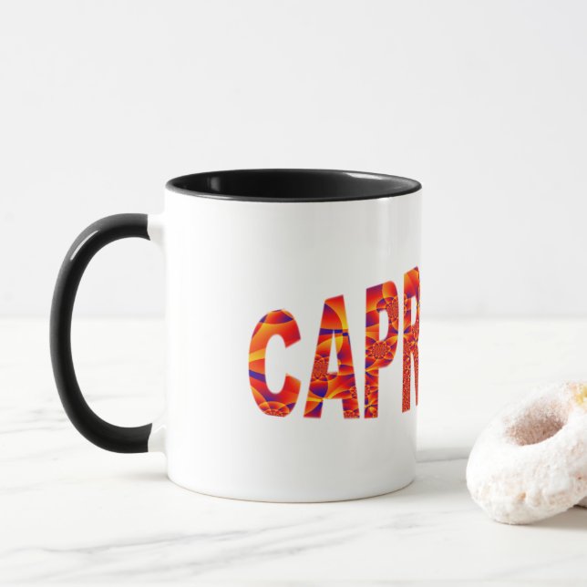 Taza Capricornio - Azul amarillo Naranja Firey (Con donut)