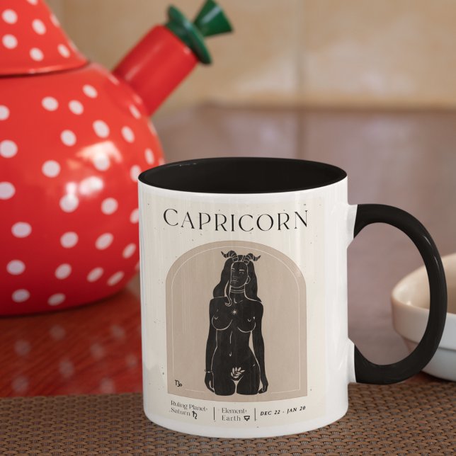 Taza Capricornio Diseño Zodiaco Femenino Marrón Negro 1 (Subido por el creador)