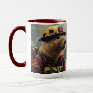 Taza "Capybara al rescate: Extraordinario bombero