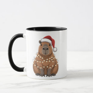 Taza Capybara Xmas coincidiendo Divertido Santa