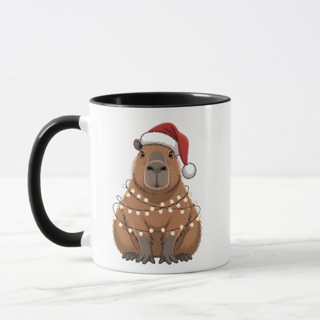Taza Capybara Xmas coincidiendo Divertido Santa (Izquierda)