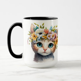Taza CARA CAT, NARANJA DE COLOR DE AGUA bonito, CON FLO