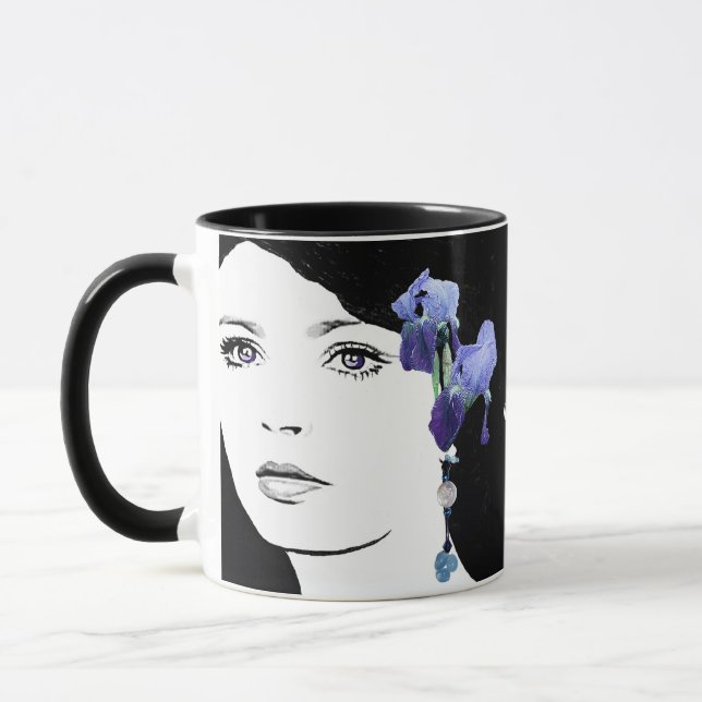 Taza cara chica Emily nombre personalizable azul iris f (Izquierda)