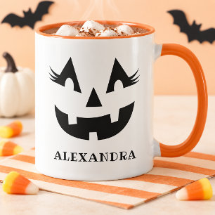 Taza Cara de Calabaza con Pestañas Adorable Nombre Hall
