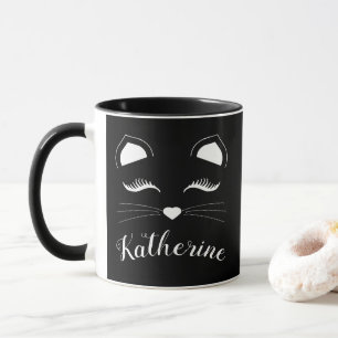 Taza Cara de gato negro y blanco