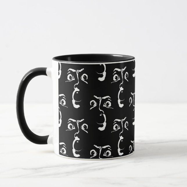 Taza cara de horror en blanco y negro (Izquierda)