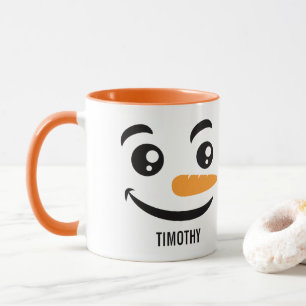 Taza Cara de muñeco de nieve sonriente