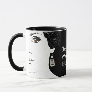 Taza Cara de niña floral moda femme nombre personalizab