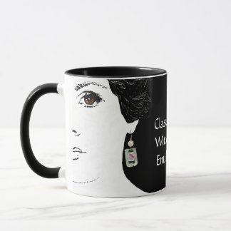 Taza Cara de niña floral moda femme nombre personalizab