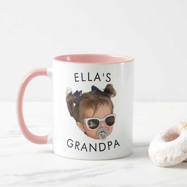 Taza Cara de personalizado, bebé, regalo de Dady, abuel (Con donut)