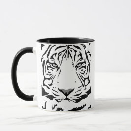 Taza Cara de Tigre Abstracta en Blanco y Negro