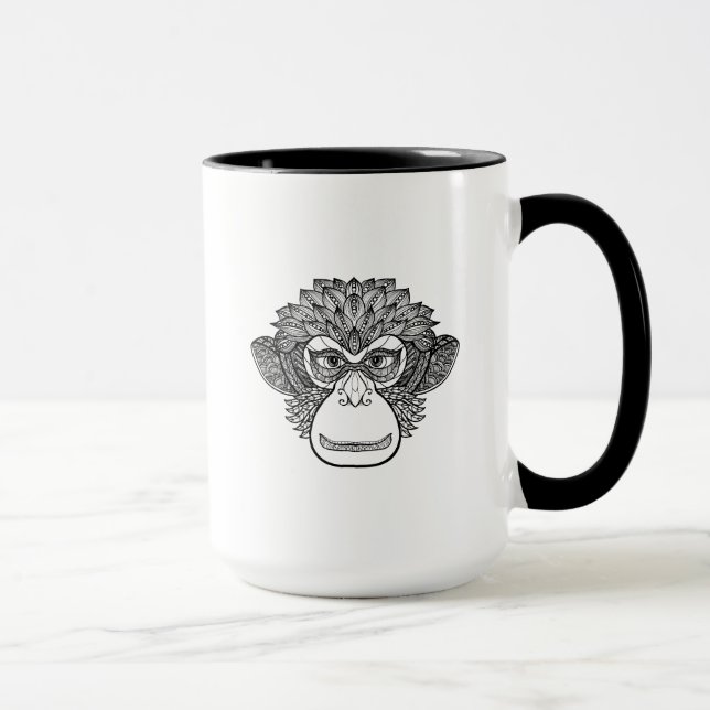 Taza Cara del Doodle del mono (Derecha)