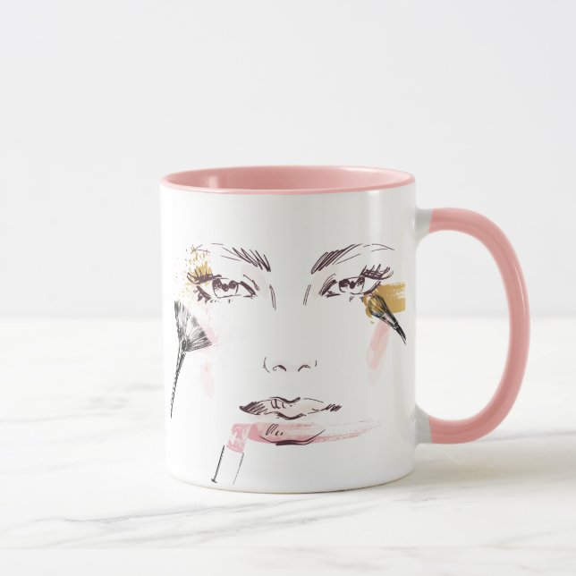 Taza Cara del maquillaje de la acuarela (Derecha)