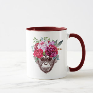 Taza Cara del mono de la flor