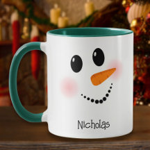 Cara Feliz de Muñeco de Nieve Rojo Nombre Personal
