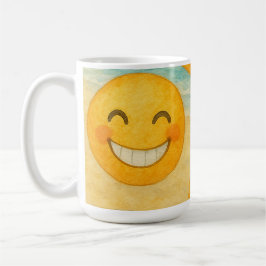 Taza cara feliz en la playa 