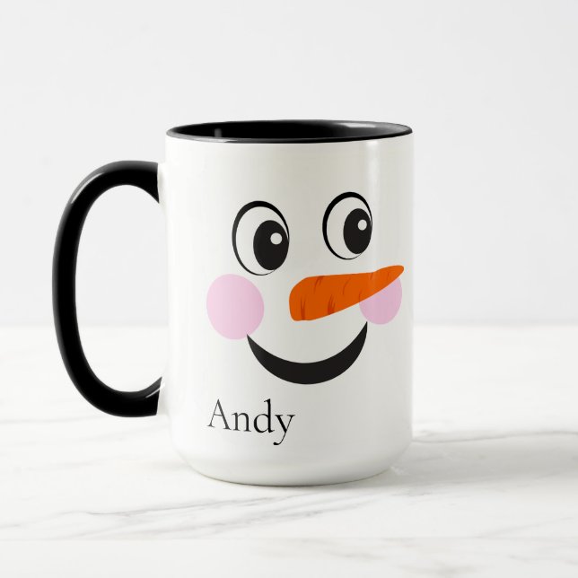 Taza Cara moderna de Personalizado lindo Snowman (Izquierda)