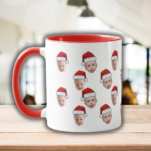 Taza Cara personalizada de bebé lindo 2 fotos Santa Hat (Subido por el creador)