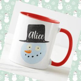 Taza Cara sonriente de muñeco de nieve gráfica genial p