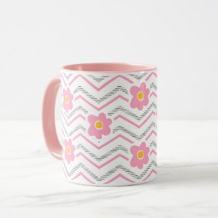 Taza Cara sonriente suave sobre el patrón de cheurón ro